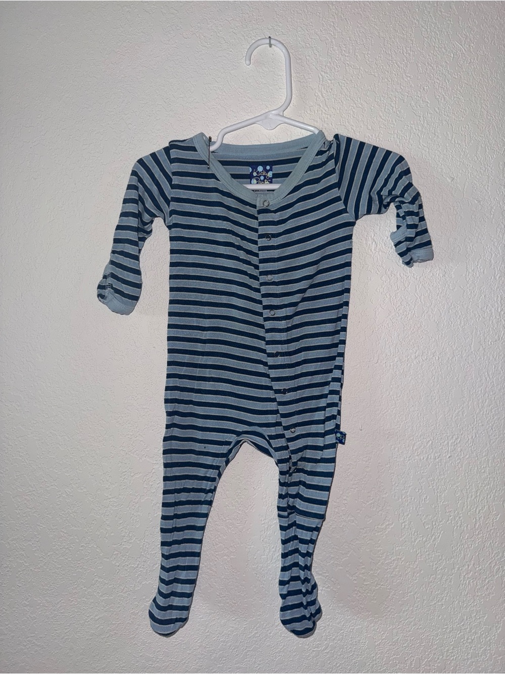 Kickee Pants Navy and Light Blue Striped One-Piece